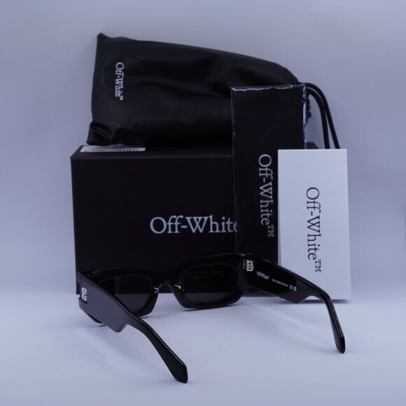 Off-White OERI147 BELLEVILLE 1007 Cat Eye Sunglasses – Black/Dark Grey - Picture 5 of 10